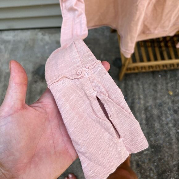 free people || peach long sleeve womans small dress lounge wear oversized shirt - Picture 3 of 6